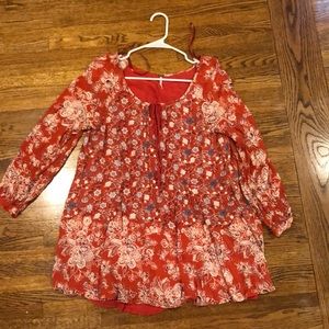 Red Dress with White Flower Print